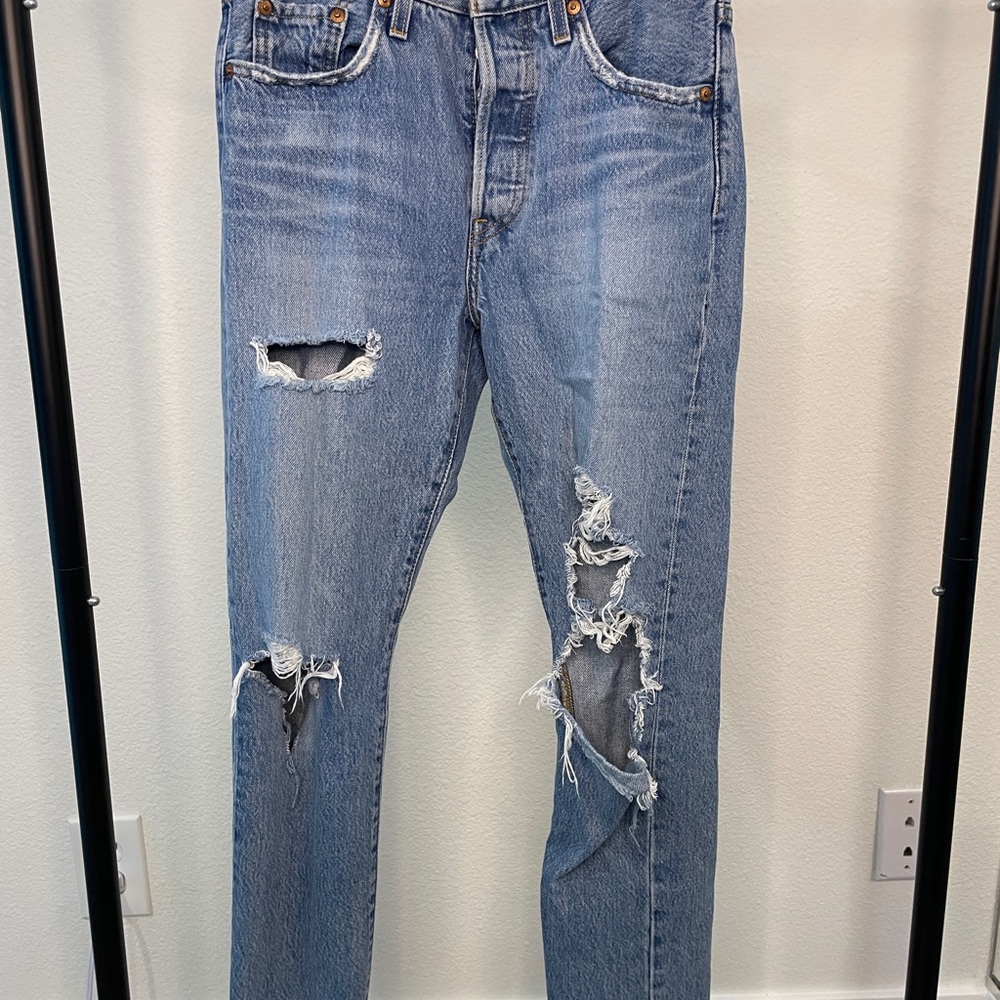 Levi's Light Blue Distressed Skinny Jeans